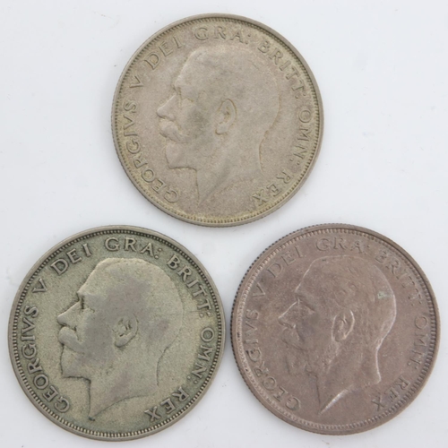 2258 - Three silver half crowns of George V, 1921, 22 & 27. UK P&P Group 0 (£6+VAT for the first lot and £1... 