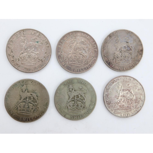 2259 - Six silver shillings of George V, 1921-26. UK P&P Group 0 (£6+VAT for the first lot and £1+VAT for s... 