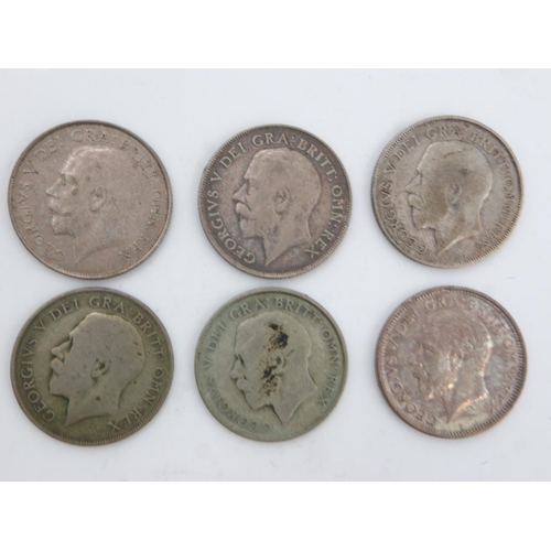 2259 - Six silver shillings of George V, 1921-26. UK P&P Group 0 (£6+VAT for the first lot and £1+VAT for s... 