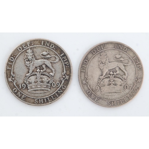 2260 - Two silver shillings of Edward VII, 1907 & 09. UK P&P Group 0 (£6+VAT for the first lot and £1+VAT f... 