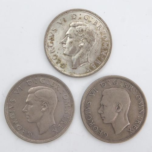 2263 - Three silver half crowns of George VI, 1937-39. UK P&P Group 0 (£6+VAT for the first lot and £1+VAT ... 