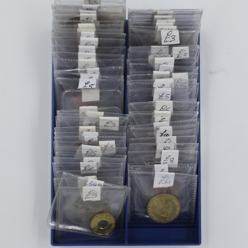 2267 - Leuchtturm coin organiser populated with world coins and tokens. UK P&P Group 1 (£16+VAT for the fir... 