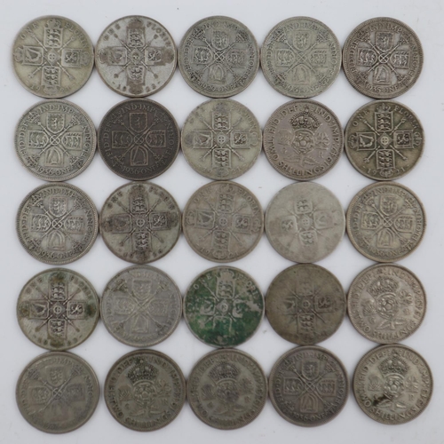 2273 - Twenty five George V florins. UK P&P Group 1 (£16+VAT for the first lot and £2+VAT for subsequent lo... 