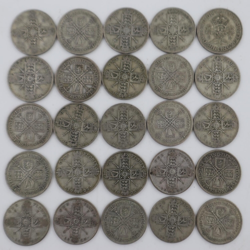 2274 - Twenty five George V florins. UK P&P Group 1 (£16+VAT for the first lot and £2+VAT for subsequent lo... 