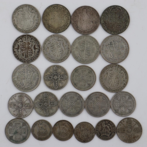 2279 - Silver denominations of George V, mostly post 1920, shilling to half-crown - mixed grades. UK P&P Gr... 