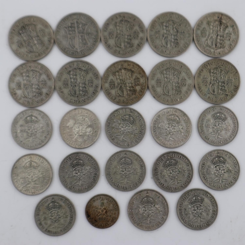 2280 - Silver denominations of George VI, shilling to half-crown, all 1936-47 - mixed grades. UK P&P Group ... 