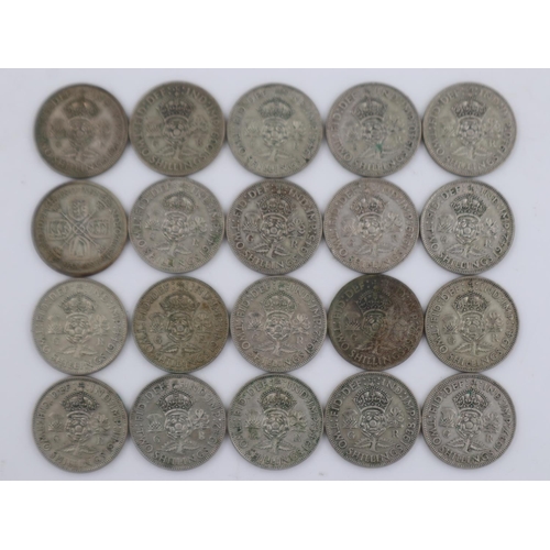 2283 - Twenty silver florins of George VI, 1936-1947 - mixed grades. UK P&P Group 1 (£16+VAT for the first ... 