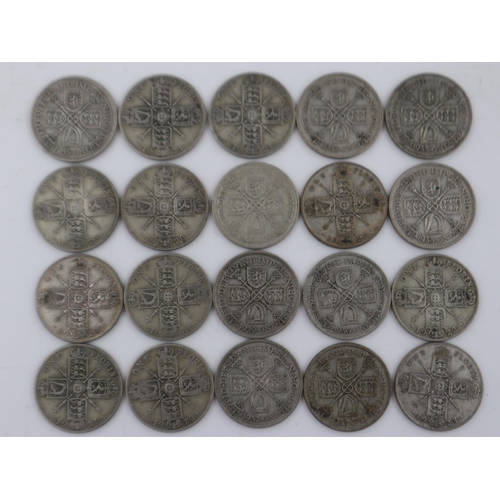 2286 - Twenty silver florins of George V, 1920 and later - mixed grades. UK P&P Group 1 (£16+VAT for the fi... 