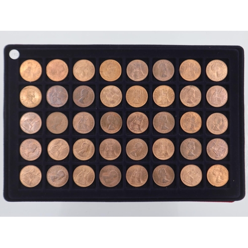 2288 - Coin tray of 40 uncirculated pre decimal Pennies. UK P&P Group 1 (£16+VAT for the first lot and £2+V... 