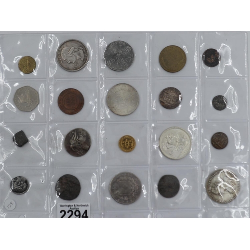 2294 - Coin page of world and ancient forgery and replica coins including Alexander the Great. UK P&P Group... 