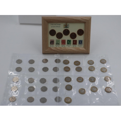 2310 - Seventeen £2 coins and twenty 50p coins all coins in plastic sheets, total face value £44 with a fra... 