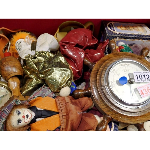 1012 - Mixed collectables, including a barometer. Not available for in-house P&P