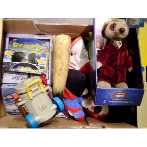 1029 - Mixed items, including a Meercat and Tetley mugs. Not available for in-house P&P