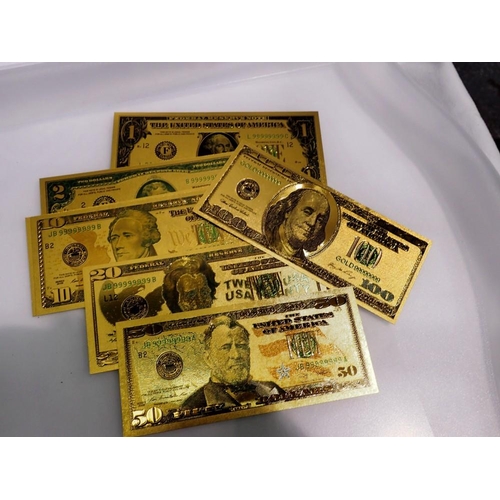 1062 - Collection of American gold plated bank notes. UK P&P Group 1 (£16+VAT for the first lot and £2+VAT ... 