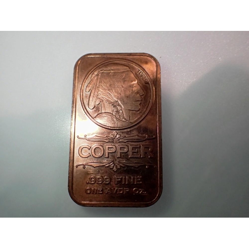 1084 - Copper ingot  - American Indian privy mark. UK P&P Group 1 (£16+VAT for the first lot and £2+VAT for... 