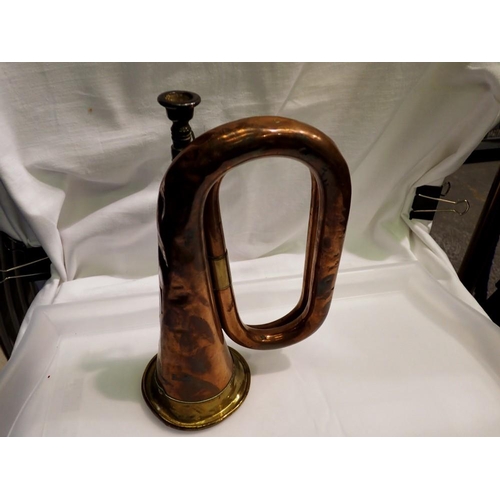 1116 - A Higham Product bugle, some denting. UK P&P Group 1 (£16+VAT for the first lot and £2+VAT for subse... 