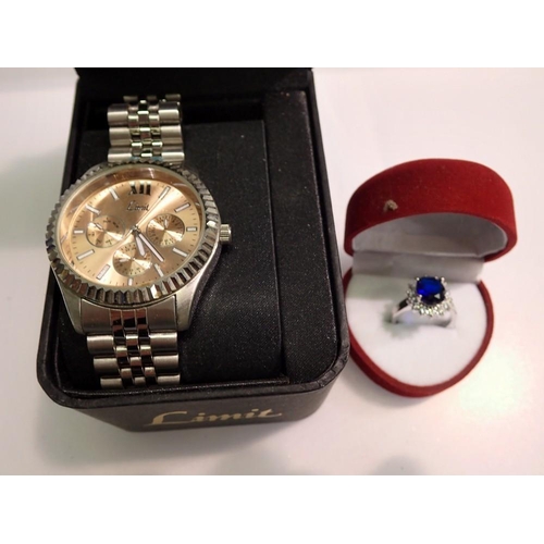 1140 - Boxed Limit wristwatch and a ring. UK P&P Group 1 (£16+VAT for the first lot and £2+VAT for subseque... 