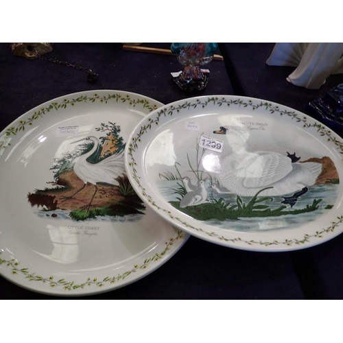 1299 - Portmeirion Birds of Britain large serving platter, D: 34cm, with an oven to table oval platter, L: ... 