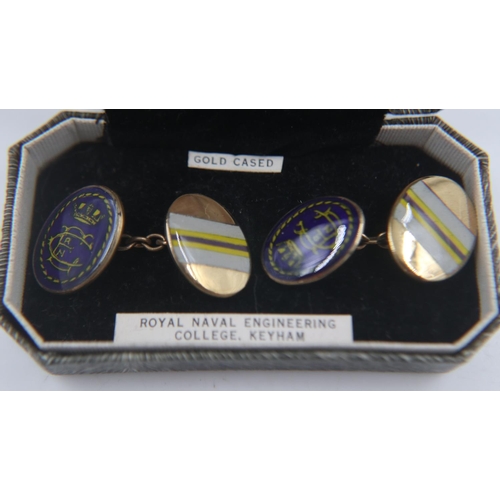 19 - Boxed gold plated enamelled naval cufflinks. UK P&P Group 0 (£6+VAT for the first lot and £1+VAT for... 