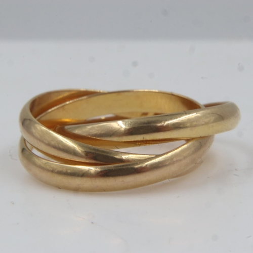 20 - Presumed 9ct gold treble ring, size O, 3.8g. UK P&P Group 0 (£6+VAT for the first lot and £1+VAT for... 