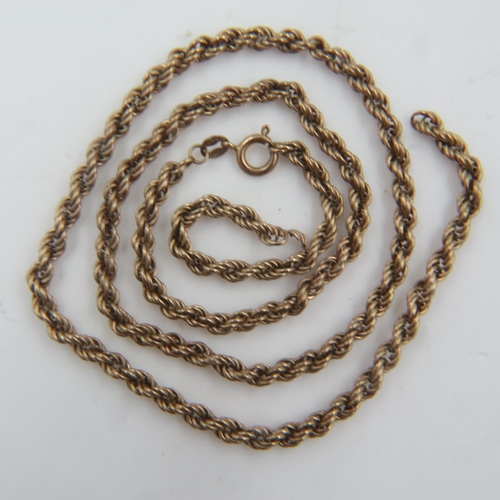 3 - 9ct gold rope-link neck chain, broken, 6.9g. UK P&P Group 0 (£6+VAT for the first lot and £1+VAT for... 