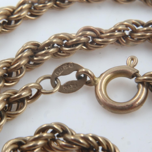 3 - 9ct gold rope-link neck chain, broken, 6.9g. UK P&P Group 0 (£6+VAT for the first lot and £1+VAT for... 