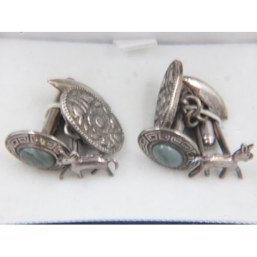 32 - Three pairs silver cufflinks. UK P&P Group 1 (£16+VAT for the first lot and £2+VAT for subsequent lo... 