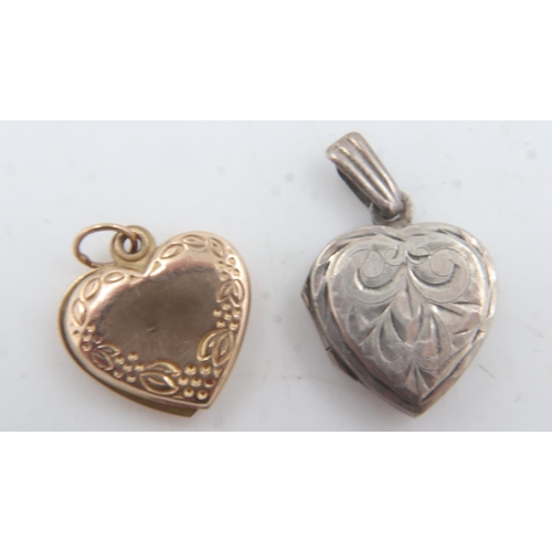 49 - Small 9ct gold locket, 0.9g, and a silver example. UK P&P Group 0 (£6+VAT for the first lot and £1+V... 