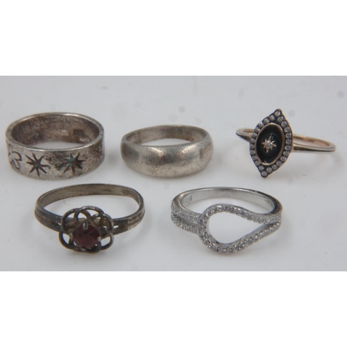 7 - Five 925 silver rings, some stone set. UK P&P Group 0 (£6+VAT for the first lot and £1+VAT for subse... 