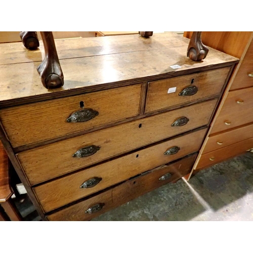 1666 - Oak chest of two short over three long drawers. Not available for in-house P&P