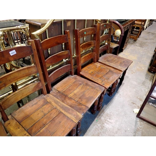 1682 - Four hardwood ladderback chairs. Not available for in-house P&P