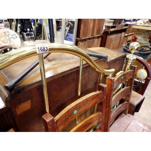 1683 - Brass king size bedhead, W: 160 cm. Not available for in-house P&P