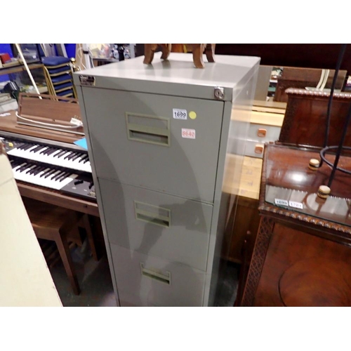 1699 - Four drawer metal filing cabinet. Not available for in-house P&P