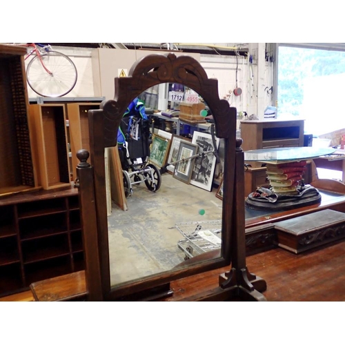 1712 - Large oak freestanding dressing table mirror. Not available for in-house P&P