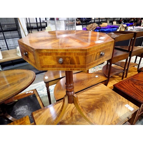 1728 - Mahogany drum table with rotating top and two drawers on tripod base. 48 x 68 cm H. Not available fo... 