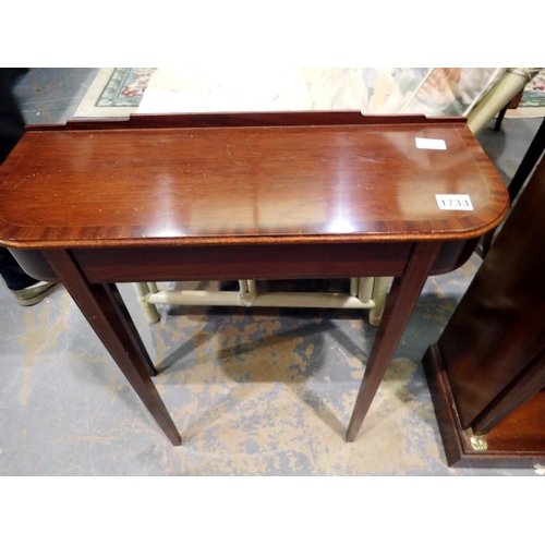 1733 - Slim mahogany console/hall table, 65 x 72 cm H. Not available for in-house P&P