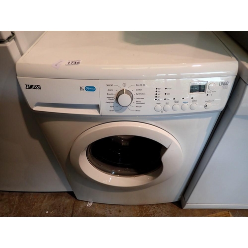 1745 - Zanussi 8kg washing machine. All electrical items in this lot have been PAT tested for safety and ha... 