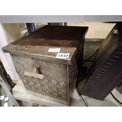 1848 - Metal coal box with cast iron door furniture fixings. Not available for in-house P&P