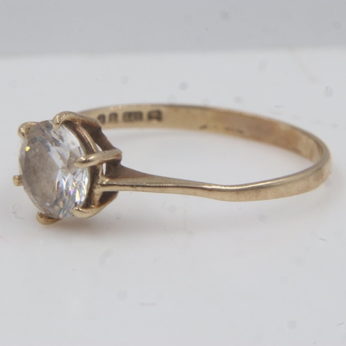 54 - 9ct gold solitaire ring set with cubic zirconia, size Q, 1.3g. UK P&P Group 0 (£6+VAT for the first ... 