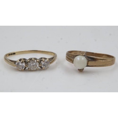 60 - Two 9ct gold rings, opal and cubic zirconia set, both misshapen, combined 3.0g. UK P&P Group 0 (£6+V... 