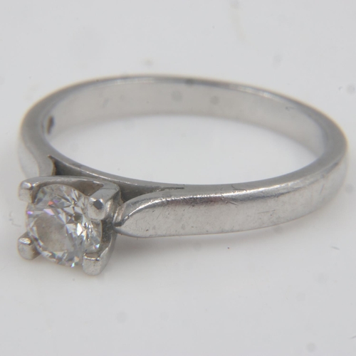 74 - Platinum diamond set solitaire ring, size O/P, 5.4g, 0.45 cts, with certificate. UK P&P Group 0 (£6+... 