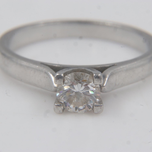 74 - Platinum diamond set solitaire ring, size O/P, 5.4g, 0.45 cts, with certificate. UK P&P Group 0 (£6+... 