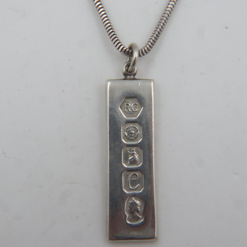 88 - Hallmarked silver ingot pendant necklace. UK P&P Group 0 (£6+VAT for the first lot and £1+VAT for su... 