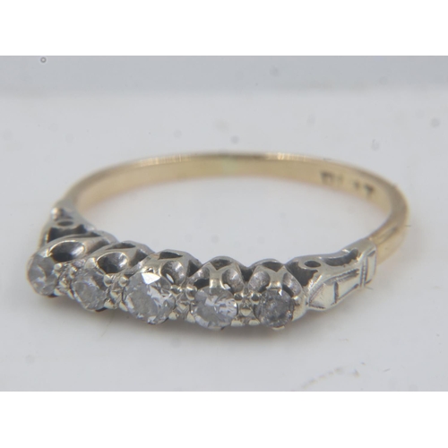 94 - Platinum and unmarked gold ring set with five graduating diamonds, size M, 1.8g. UK P&P Group 0 (£6+... 