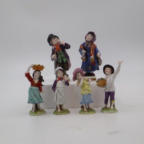 267 - Group of six Continental small figures, largest H: 11 cm. UK P&P Group 2 (£20+VAT for the first lot ... 