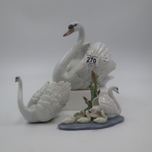 270 - Lladro swan, #5231, no cracks or chips. UK P&P Group 3 (£30+VAT for the first lot and £8+VAT for sub... 