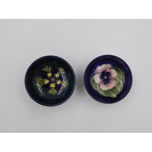 276 - Two Moorcroft footed bowls in the Pansy and Columbine patterns, D: 8cm. UK P&P Group 2 (£20+VAT for ... 