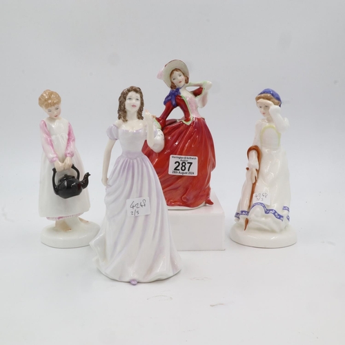 287 - Four Royal Doulton figurines. UK P&P Group 3 (£30+VAT for the first lot and £8+VAT for subsequent lo... 