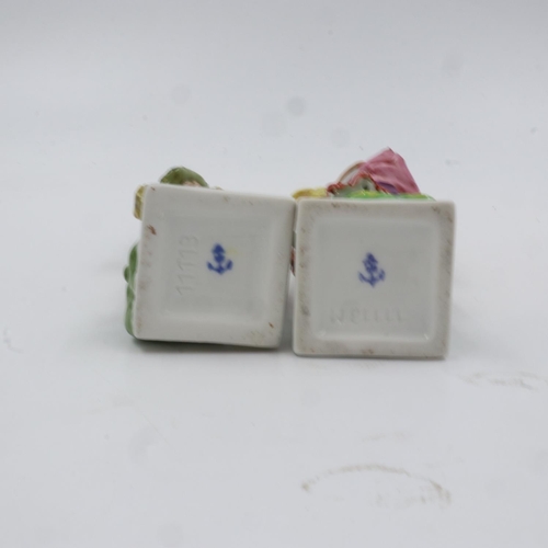 294 - Two Continental ceramic figures with blue anchor back stamps, largest H: 15 cm. UK P&P Group 2 (£20+... 