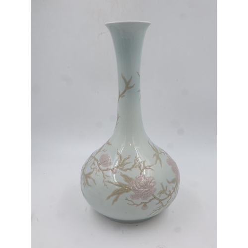 296 - Very large Lladro vase decorated with flowers in the signature Lladro muted palette, H: 47 cm. Not a... 